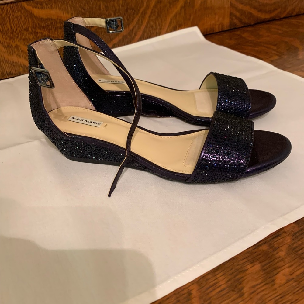 Blue rhinestone (?) Ankle Strap Sandal